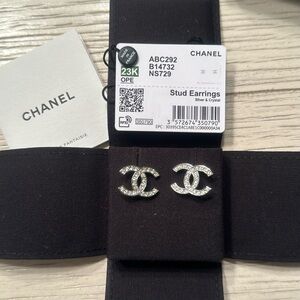 Authentic Chanel Silver and Crystal Earrings